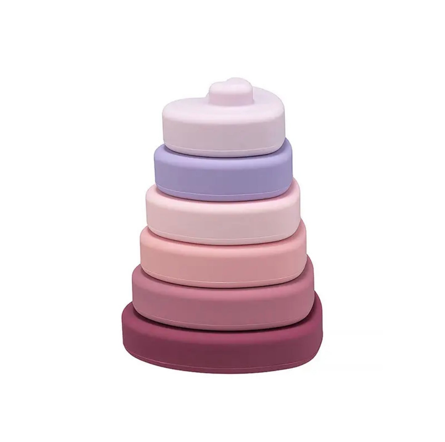 Jouet sensoriel pyramide en cœur en silicone à empiler