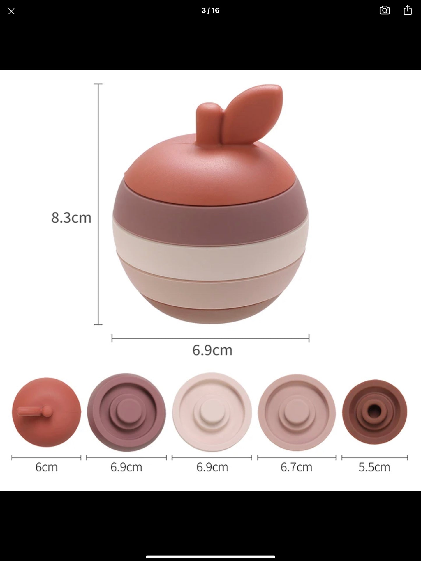 Pomme en silicone souple à empiler