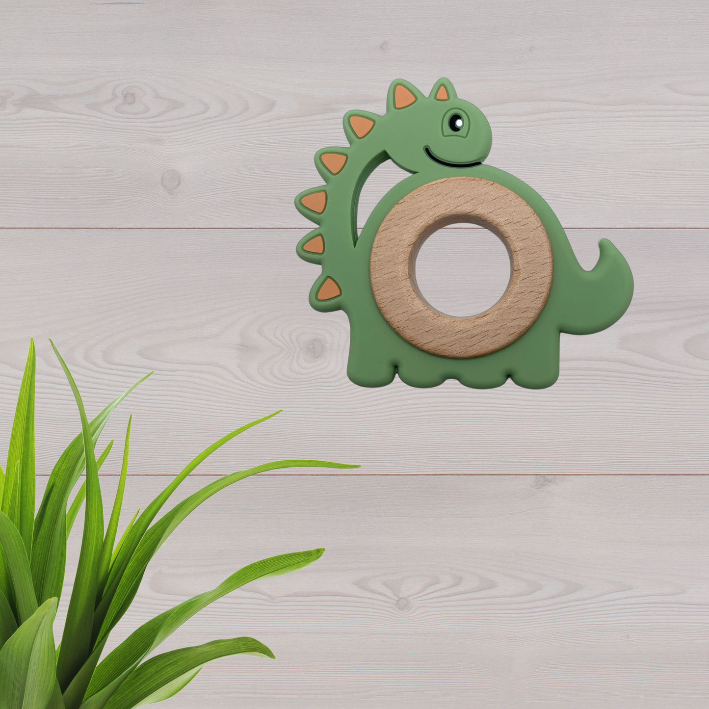 Jouet de dentition-Dino silicone et bois