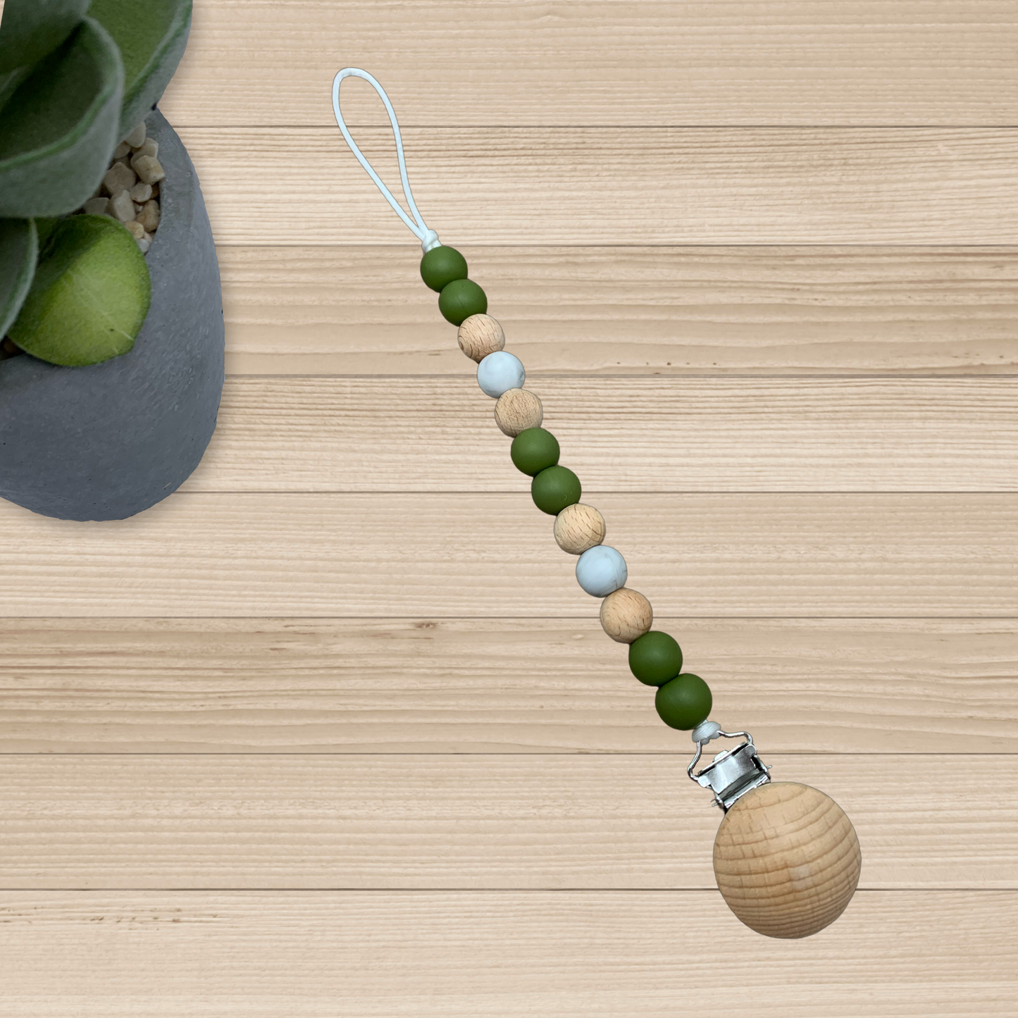 Attache suce-Boho clip bois - Création Perles bébé