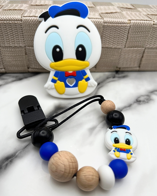 Attache suce clip stainless-Bébé Donald Duck bleu royal